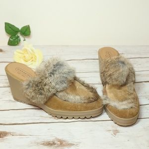 COACH Kaela Rabbit Fur Suede Clogs Kaela Sz 8.5